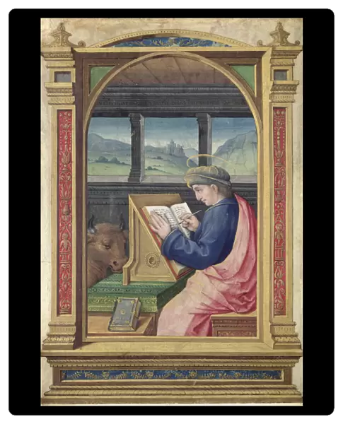 St. Luke Writing, from a Book of Hours (vellum)