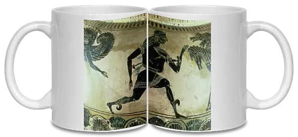 Perseus Fleeing from the Gorgons, detail from an Attic black-figure dinos, Greek, c