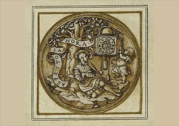 Allegory of Time - Design for a pendant or hat badge, c. 1532-43 (pen & ink on paper)
