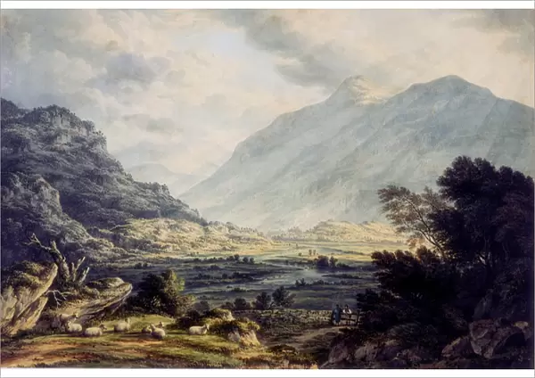 Near Capel Curig, with a view of Mount Snowdon, Wales (w  /  c on paper)