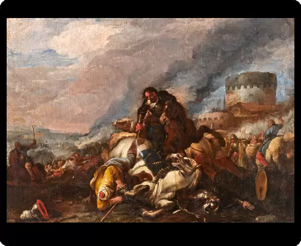 Battle between Knights and Turks (oil on canvas)
