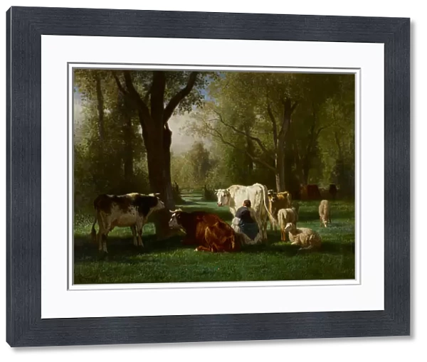 Landscape with Cattle and Sheep, 1852-8 (oil on canvas)