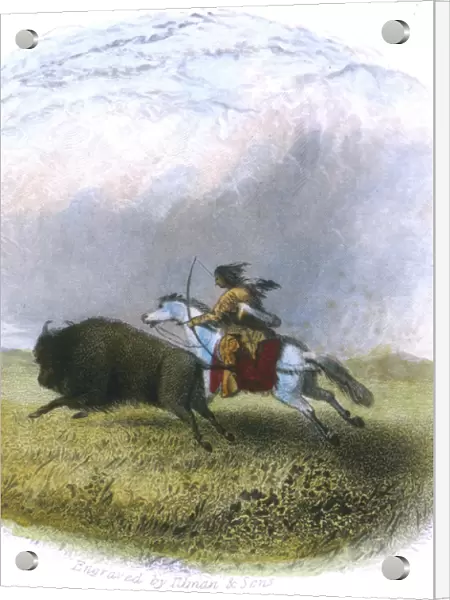 Buffalo hunt, engraved by Tilman & Sons, 1853 (colour litho)
