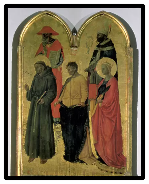St. Francis, St. Jerome, St. Philip, St. Catherine and a bishop saint, c