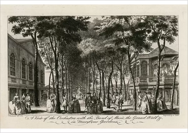 A view of the orchestra with the band of music, the Grand Walk etc in Marylebone Gardens (engraving)