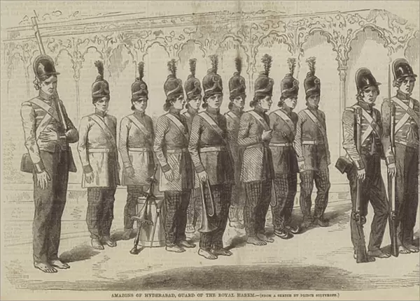 Amazons of Hyderabad, Guard of the Royal Harem (engraving)