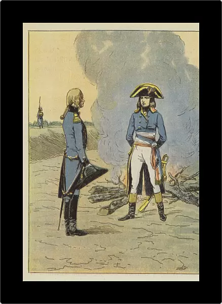 Le jeune general le voyant officier du genie, lui donna une commission relative au metier (colour litho)