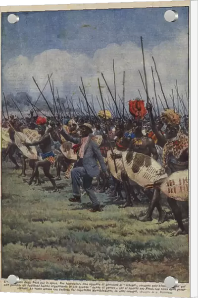 The Zulus enthusiasm for sport (colour litho)