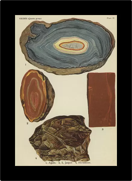 Oxides (quartz group), agate, jasper, hornstone (colour litho)