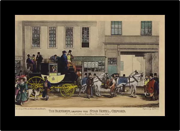 The Blenheim, Leaving the Star Hotel, Oxford (coloured engraving)