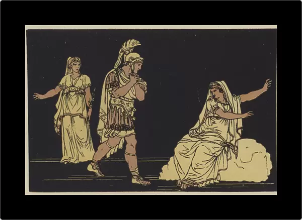Aeneas and the shade of Dido (colour litho)