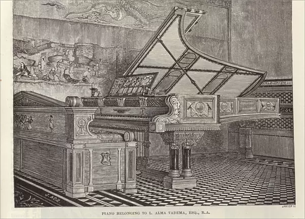 Piano belonging to Lawrence Alma-Tadema (engraving)