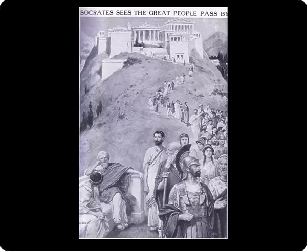 Socrates sees the great people pass by (litho)