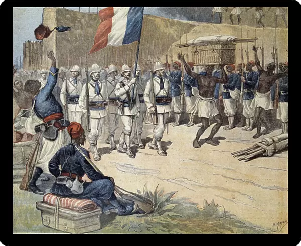 At Dahomey (now Benin): entry of the French flag in Abomey - in '