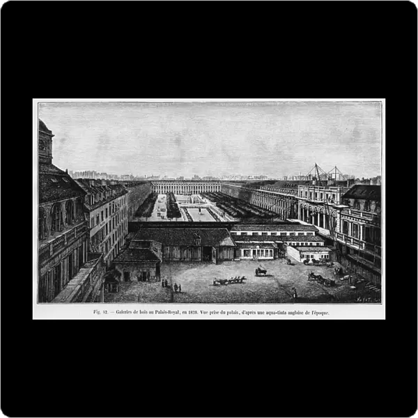 Paris: Galeries de bois du Palais-Royal in 1828 - based on an English aquatiente of