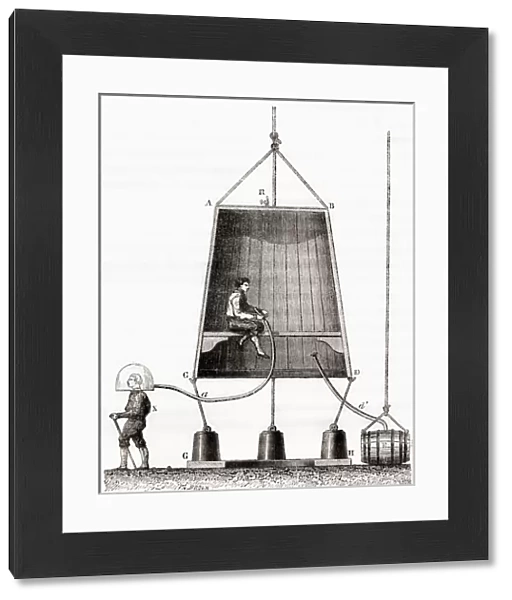 A diving bell built by Halley in 1691, from Les Merveilles de la Science