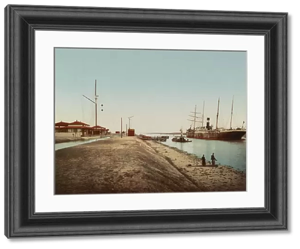 Suez Canal at El Qantara, c. 1900 (colour photochrom)