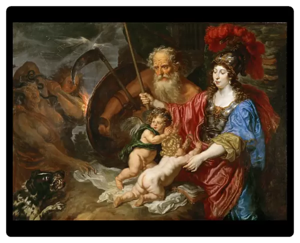 Baroque : Minerve et Saturne protegeant les Arts et les Sciences de l