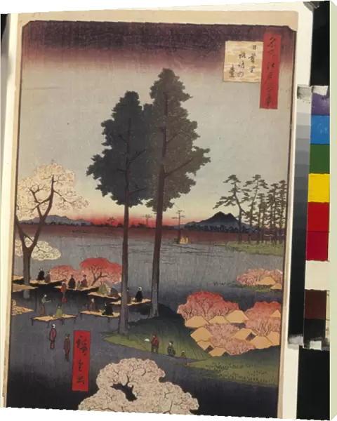Cent vues celebres d'Edo : Suwa Bluff in Nippori (One Hundred Famous Views of Edo) - Hiroshige, Utagawa (1797-1858) - 1856-1858 - Colour woodcut - State Hermitage, St. Petersburg