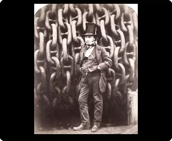 Isambard Kingdom Brunel, standing in front of the launching chains of the