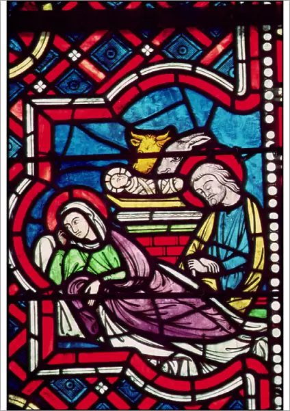 Nativity, 13th century (stained glass)