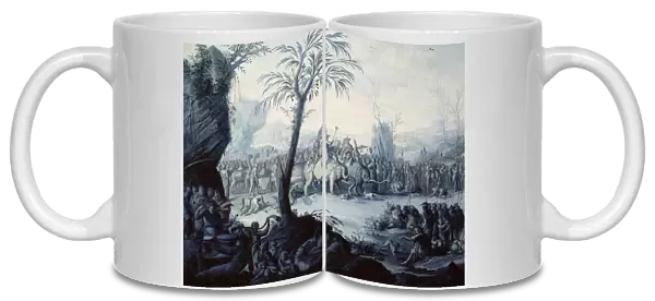 Chinoiserie Landscape with Figures and Animals (oil on canvas)