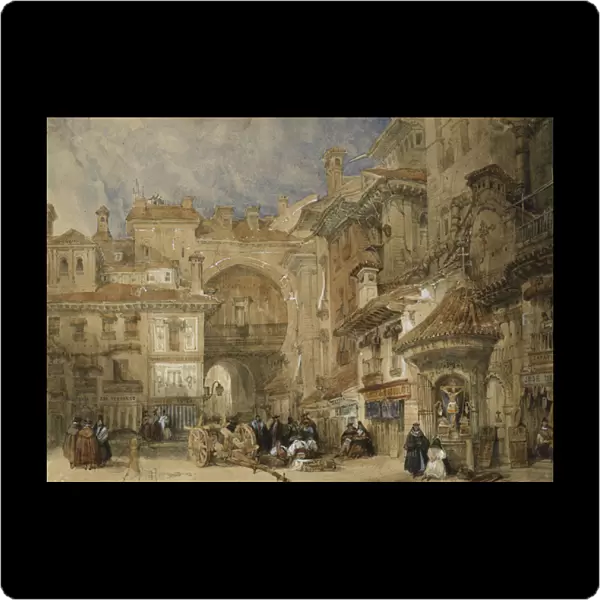 The Gate of the Viva Rambla, Granada, 1834 (pencil and watercolour heightened with