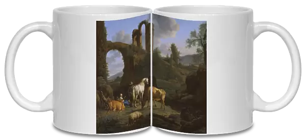 Pastoral Landscape with Ruins, 1664 (oil on canvas)