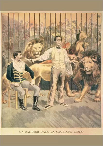 A Barber in the Lions Cage, 1894 (engraving)