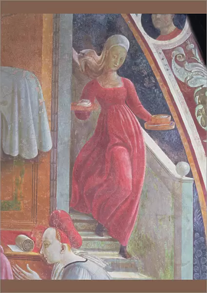 The Birth of the Virgin, detail of a servant girl from the fresco cycle The Lives of