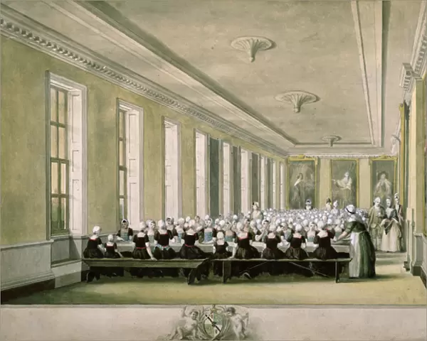 The Girls Dining Room of the Foundling Hospital, 1773 (w  /  c on paper)