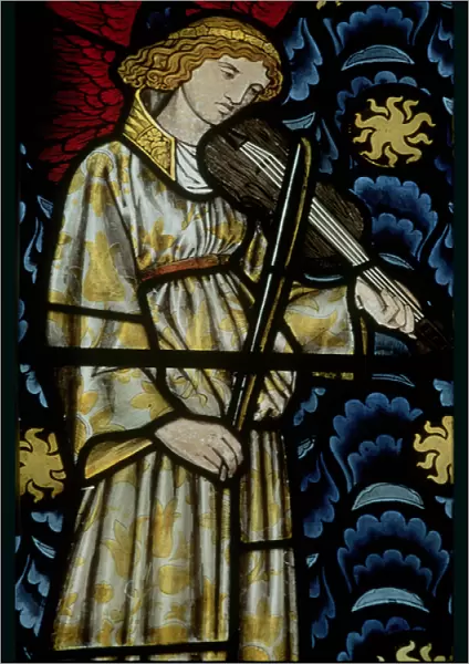 Angel with a violin, stained glass window, 1869 (see also 54932 & 77951)
