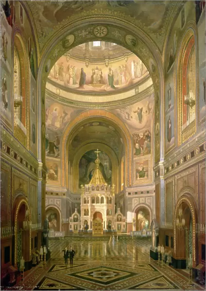 Interior of the Church of Christ the Saviour in Moscow, 1883 (oil on canvas)
