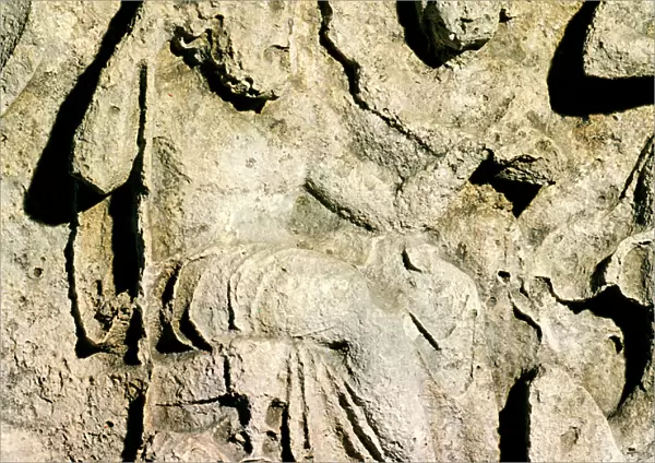 Frieze depicting King Priam and Hecuba (stone) (detail)