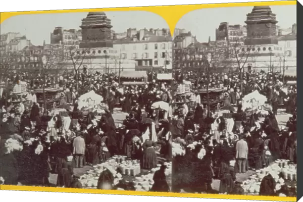 Place de la Bastille, the ham fair, Paris, stereoscopic view, c. 1860 (b  /  w photo)