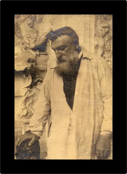 Auguste Rodin in his studio, 1906 (sepia photo)