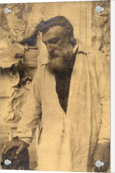 Auguste Rodin in his studio, 1906 (sepia photo)