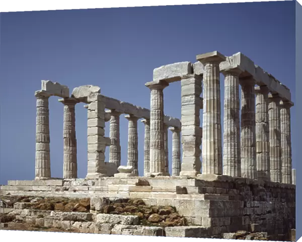 View of the temple of Poseidon, 5th century BC (photography)