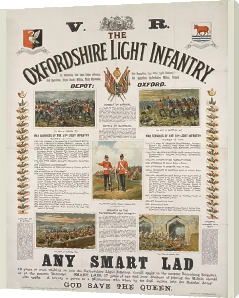 Recruiting poster for the Oxfordshire Light Infantry, c. 1890 (colour litho)