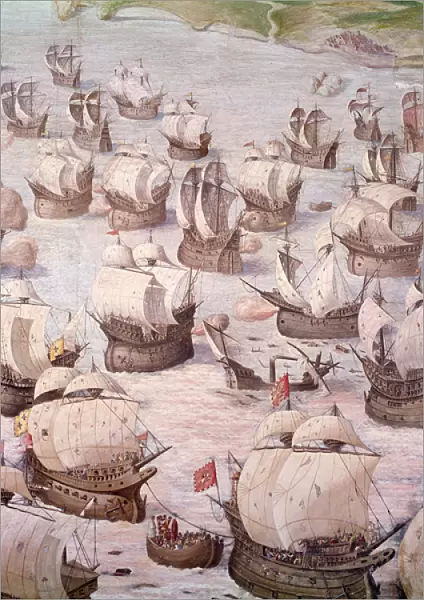 Regatta of Spanish galleons during an expedition to the Acores in 1582 under Philip II