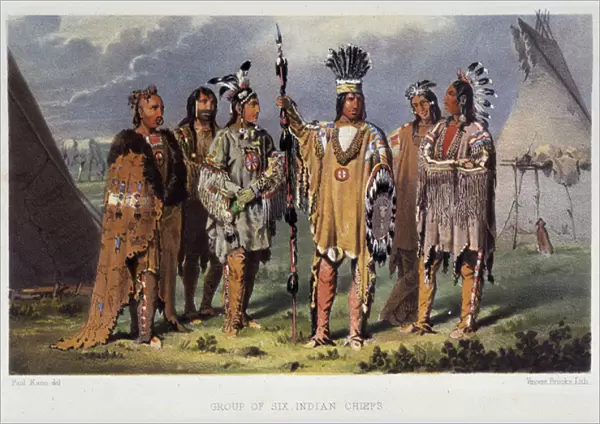 Group of Six Indian Chiefs - in 'Wandering of an artist among the indians of