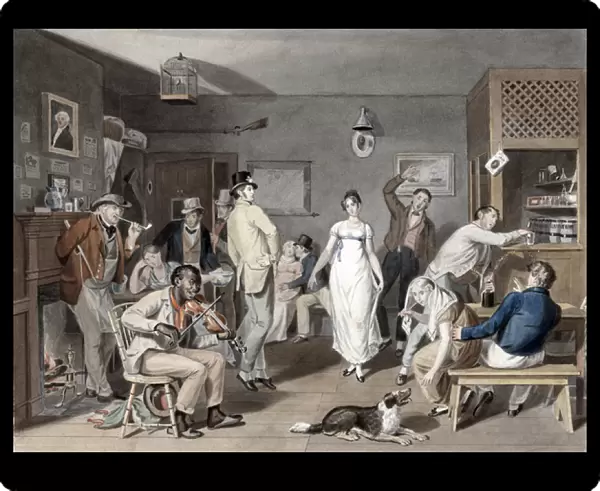 Country dancing, c. 1820 (hand coloured engraving)