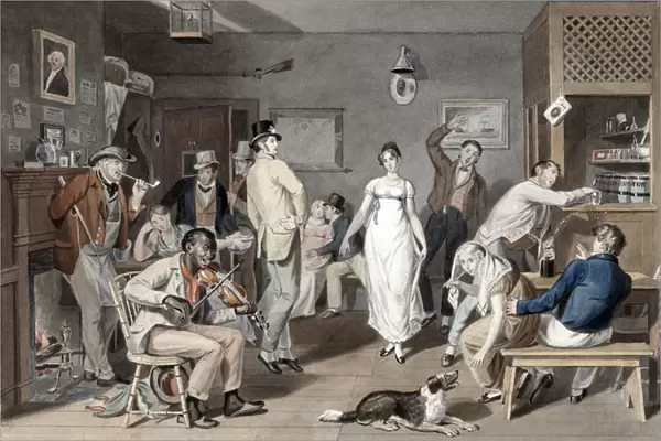 Country dancing, c. 1820 (hand coloured engraving)
