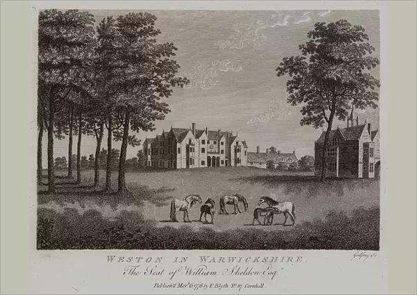 Weston in Warwickshire, The Seat of William Sheldon Esquire (engraving)
