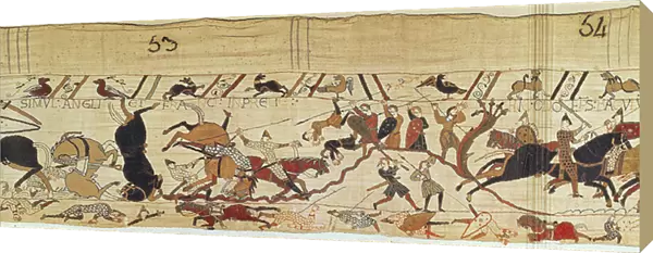 Normans and English Fall Side by Side in Battle, Bayeux Tapestry