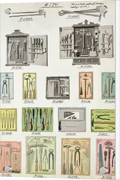 Tools and toolboxes from a trade catalogue of domestic goods and fittings, c