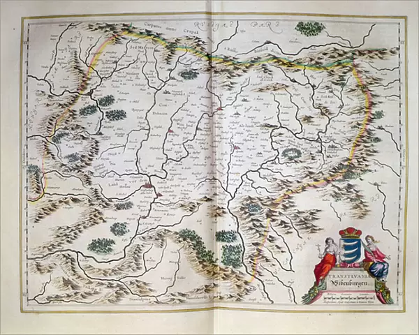 Map of Transylvania, from an atlas, Amsterdam, 1657 (coloured engraving)