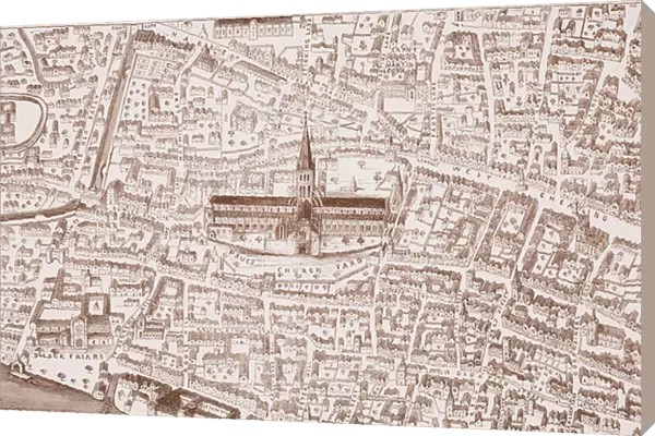 St Pauls and its vicinity, at the time of Henry VIII (litho)