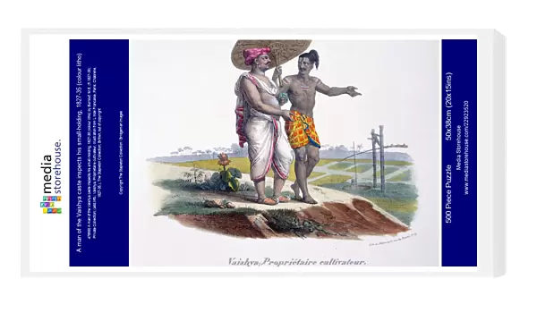 A man of the Vaishya caste inspects his small-holding, 1827-35 (colour litho)