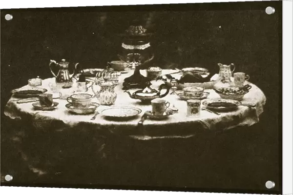An elegantly set table, c. 1841 (salt paper print from calotype negative)